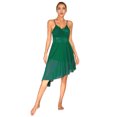 thumbnail image 1 of JanJean Womens Sequins Ballet Dance Dress Spaghetti Straps V-Neck High Low Hem Lyrical Dancewear Green L, 1 of 6
