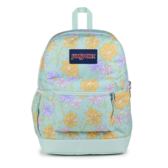 JanSport Cross Town Plus Large Main Compartment 15" Laptop Sleeve Backpack (One Size / FADED FLORAL FRESH MINT)
