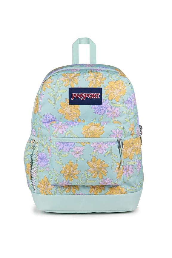 Cross Town Plus Large Main Compartment 15" Laptop Sleeve Backpack (One Size / FADED FLORAL FRESH MINT)