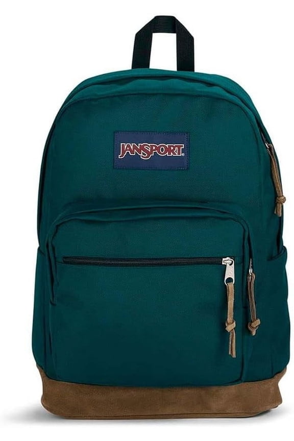 Right Pack Backpack - Travel, Work, or Laptop Bookbag with Leather Bottom, Deep Juniper