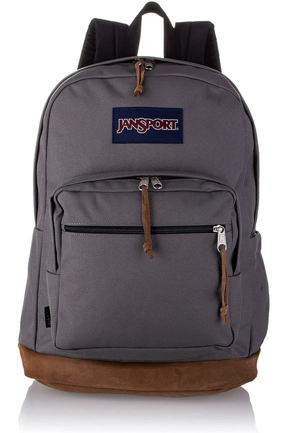 Right Pack Backpack - Travel, Work, or Laptop Bookbag with Leather Bottom, Graphite Grey