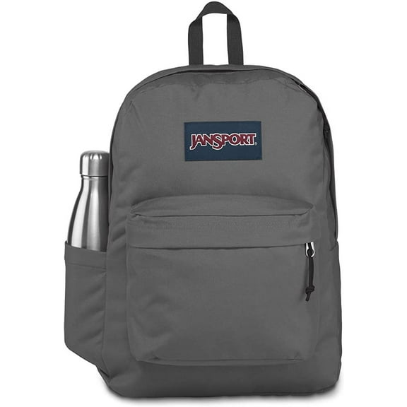 JanSport Superbreak Backpack w/ Water Bottle Pocket - Deep Grey