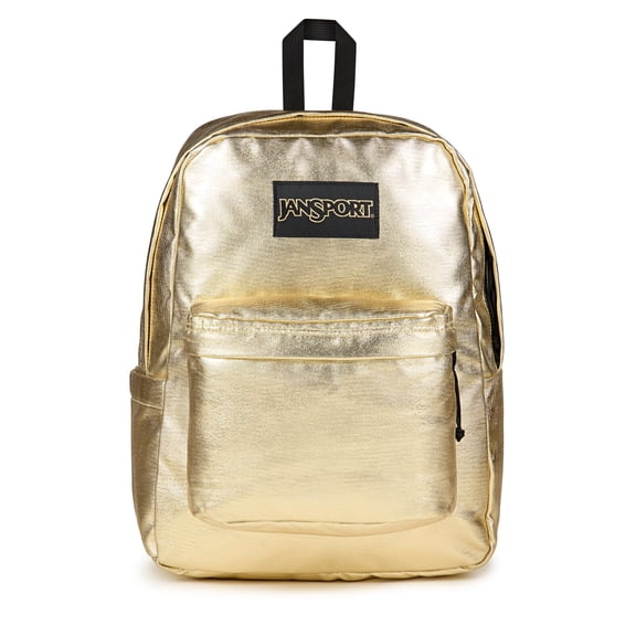 JanSport Superbreak Plus FX Backpack - Work, Travel, or Laptop Bag with Water Bottle Pocket - Surreal Shine Gold