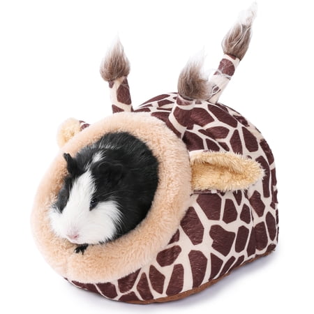 JanYoo Hamster Guinea Pig Supplies Bed Accessories House Hedgehog Cage Supplies Chinchilla Ferret Rat Gerbil (S,Giraffe)