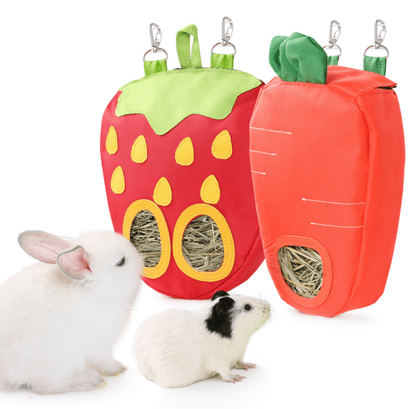 JanYoo Timothy Hay Dispenser for Rabbits Guinea Pigs Hay Bag Rack Manage Storage Hanging Large No Mess for Bunny Accessories
