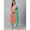 thumbnail image 1 of Janasya Indian Women's Coral Poly Silk Floral Embroidery Kurta with Pant and Dupatta, 1 of 10