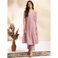 thumbnail image 1 of Janasya Indian Women's Lavender Chinnon Solid Wrap Kurta Set, 1 of 5