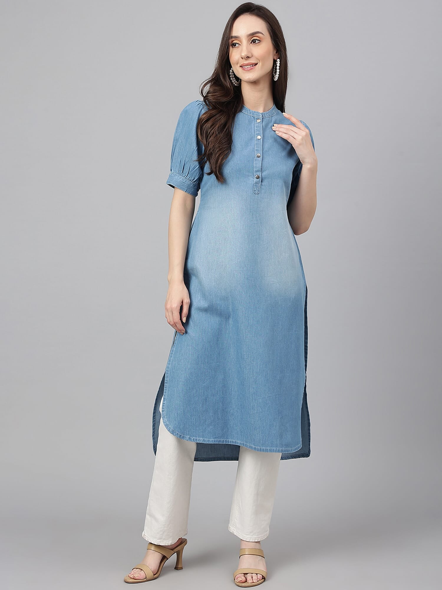 Buy HI-FASHION Embroidered Heavy Denim Kurti for Women Casual 1 at Amazon.in