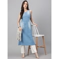 thumbnail image 1 of Janasya Indian Women's Light Blue Denim Solid Straight Kurta, 1 of 8
