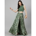 thumbnail image 1 of Janasya Indian Women's Olive Green Crepe Solid Lehenga Choli With Pant, 1 of 12