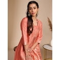 thumbnail image 1 of Janasya Indian Women's Peach Silk Crepe Floral Panelled Kurta, 1 of 5