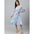thumbnail image 1 of Janasya Indian Women's Sky Blue Georgette Floral Flared Western Dress, 1 of 8