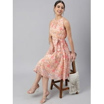 The Get Women's Tie Back Print Midi Dress - Walmart.com