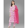 thumbnail image 1 of Janasya Women's Lavender Moss Digital Floral Printed Pant Set with Scarf, 1 of 7