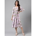 thumbnail image 1 of Janasya Women's Lavender Satin Digital Floral Printed A, 1 of 8