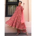 thumbnail image 1 of Janasya Women's Olive Georgette Digital Floral Printed Tiered Kurta with Palazzo and Dupatta, 1 of 6