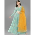 thumbnail image 1 of Janasya Women's Sky Blue Georgette Digital Floral Printed Lehenga Choli With Dupatta, 1 of 8