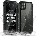 thumbnail image 1 of Janazan for Apple iPhone 12 Pro Max Clear Waterproof Protective Case with Screen Protector-Black, 1 of 9