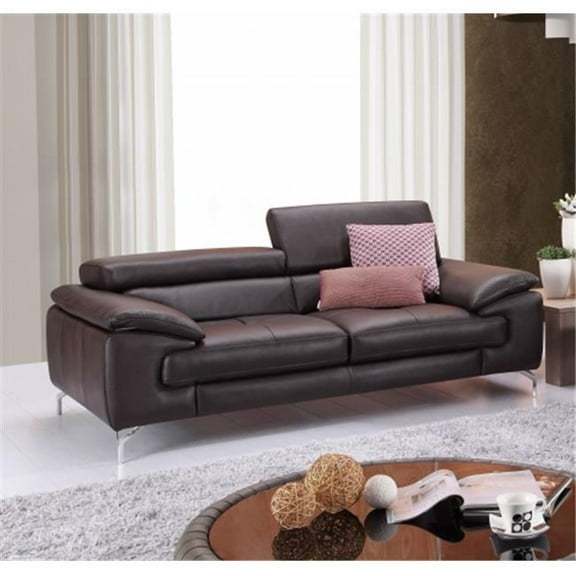 JandM Furniture Italian Leather Loveseat - Coffee