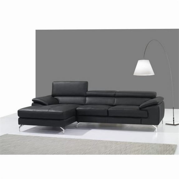 JandM Furniture Italian Leather Mini Sectional Chaise - Left Facing - Black