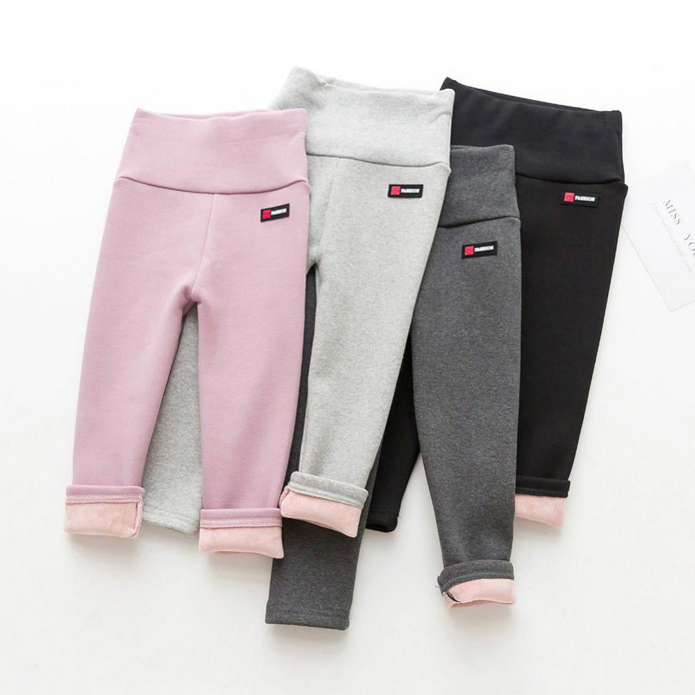 2pcs/Set Little Girls' Fleece Lined Leggings With Scalloped Edge | SHEIN USA