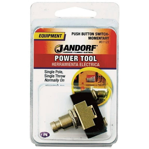 Jandorf 15 amps Single Pole Push Button Power Tool Switch Black/Silver 1 pk