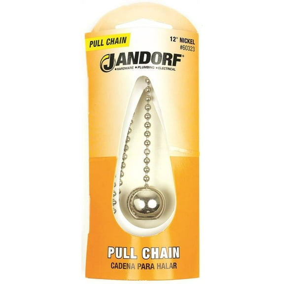 Jandorf 60323 Pull Chain, 12 in L Chain, Nickel