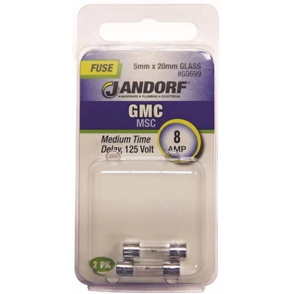 Jandorf 60699 GMC Glass Tube Fuse, 8 Amp, 125 Volts