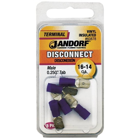 Jandorf  16-14 Ga. Insulated Wire  Male Disconnect  Blue  5 pk