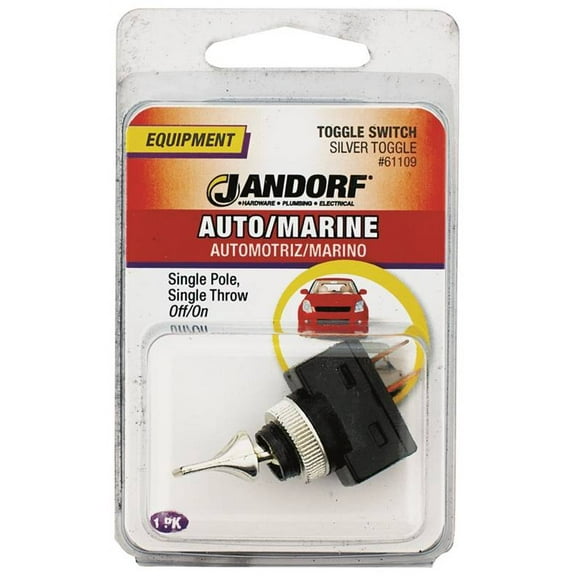 Jandorf 20 amps Single Pole Toggle Automotive/Marine Switch Black/Silver 1 pk