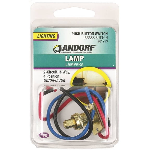 Jandorf 61213 6 Amps Single Pole Or 3-Way Push Button Appliance Switch Brass