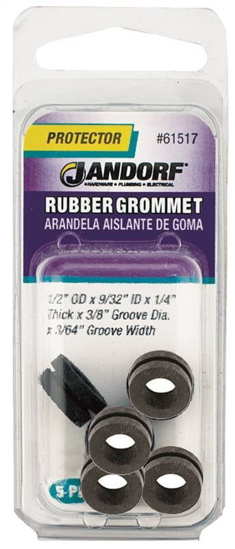 Jandorf  1/2 in. Dia. Rubber Grommet  5 pk