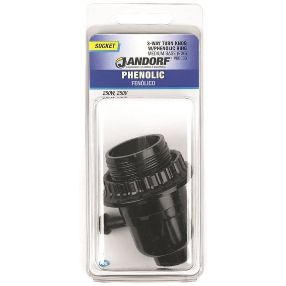 Jandorf  Phenolic  Medium Base  Turn Knob Socket  1 pk