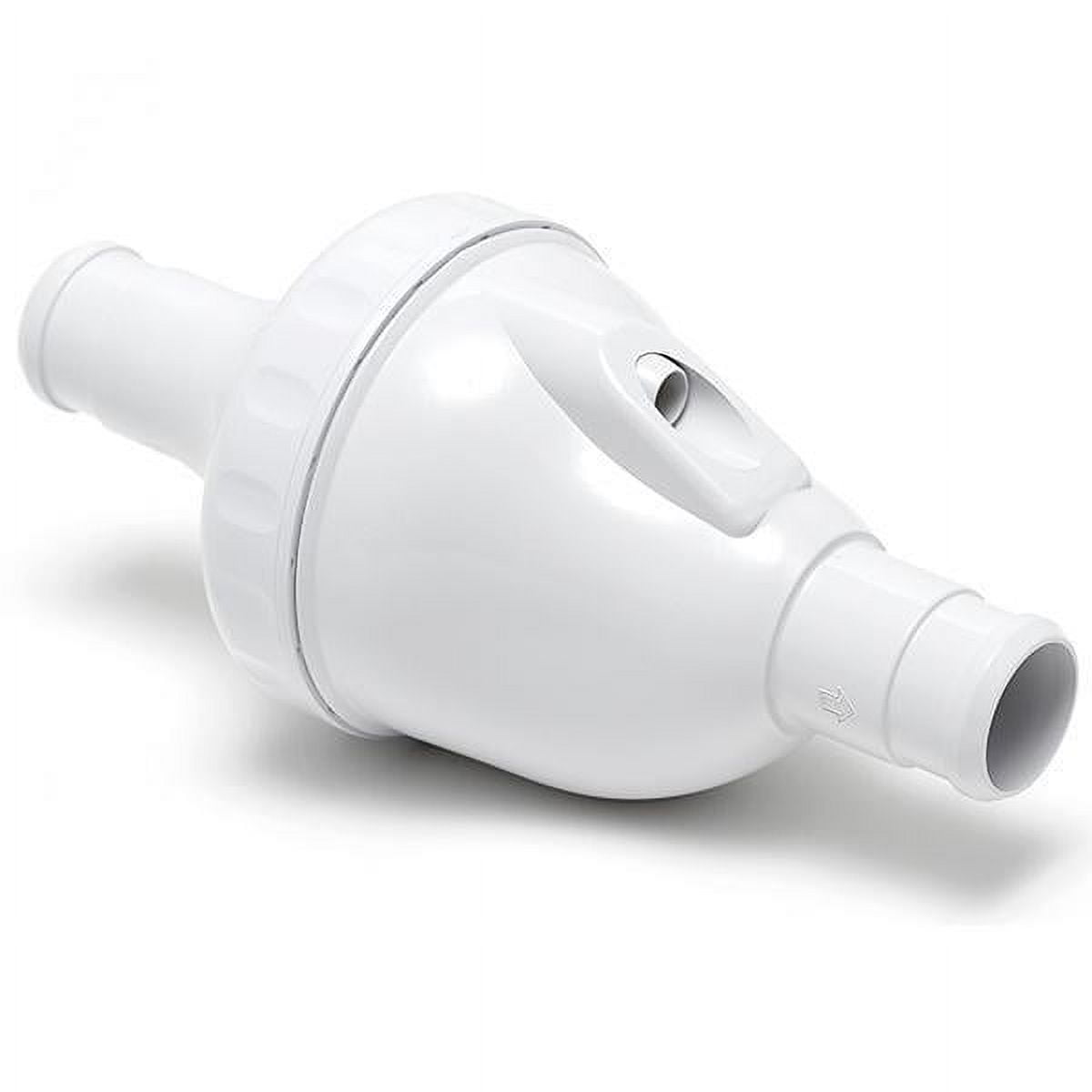 White PVC In-Line Back-Up Valve for Pool Cleaners