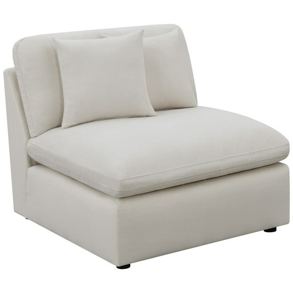 Benjara Jane 38" Sectional Armless Chair- Plush Cushioned Back- Off White