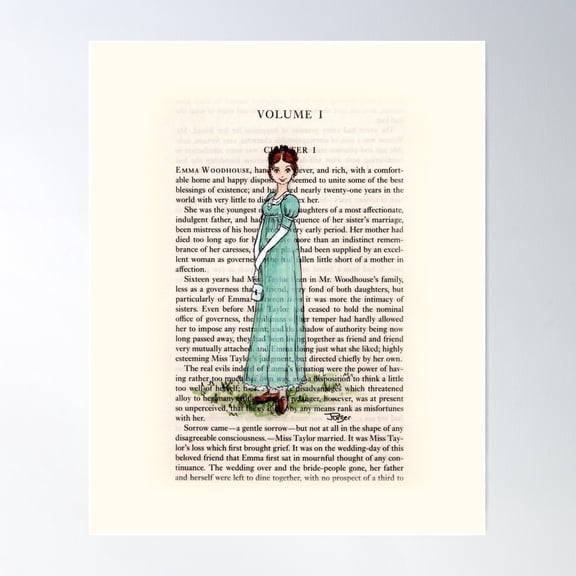 Jane Austen - Emma Poster Wall Art, Modern Wall Decor For Living Room Bedroom, 16x24 UNFRAMED