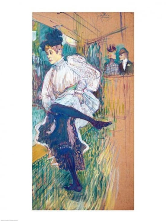 Jane Avril Dancing Canvas Art - Henri de Toulouse-Lautrec (18 x 24)