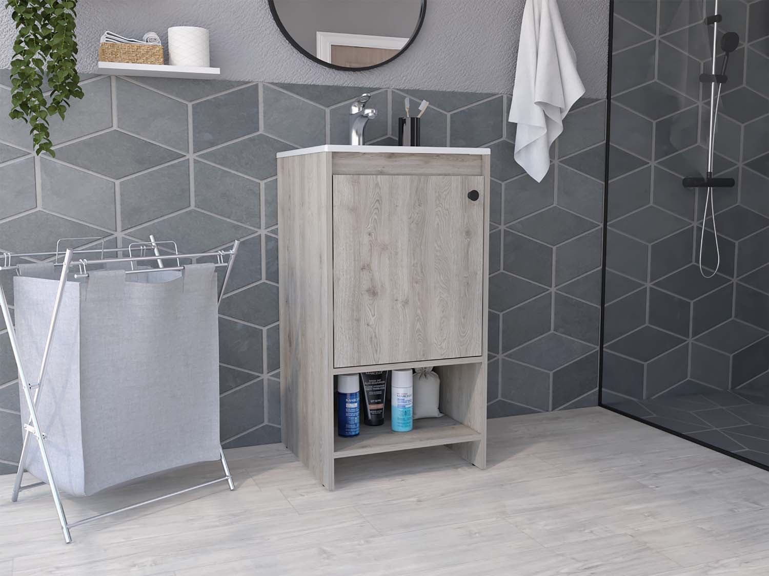 Jane Bathroom Vanity, Single Door Cabinet, Two Shelves - Walmart.com