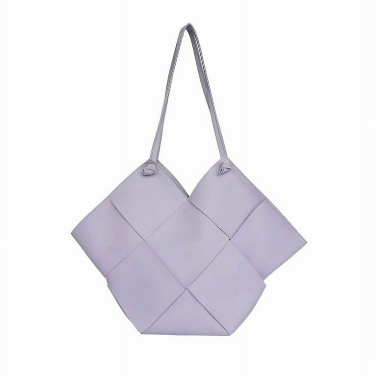 Jane & Berry Women\'s Large Woven Faux Leather Shoulder Bag with Pouch Lilac