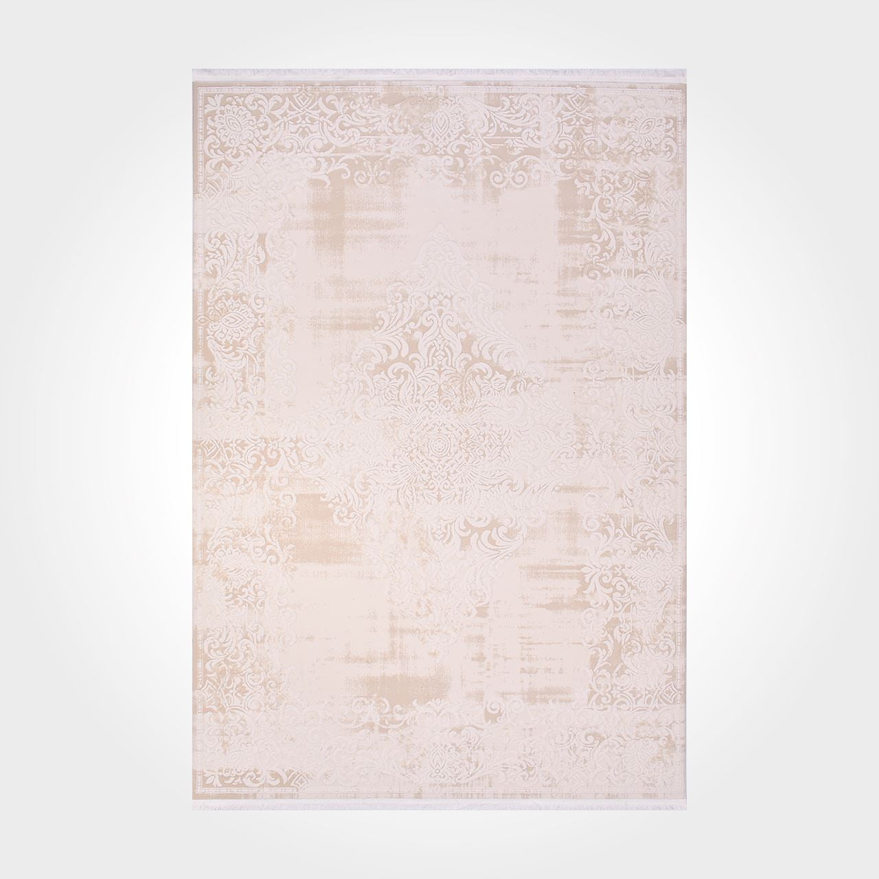 Jane Cream Framed Acrylic Area Rugs for Living Room Jacquard Textured ...