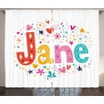 thumbnail image 1 of Ambesonne Jane Curtains 2 Panel Set, Colorful Name Writing Print, 108" x 63", Multicolor, 1 of 3