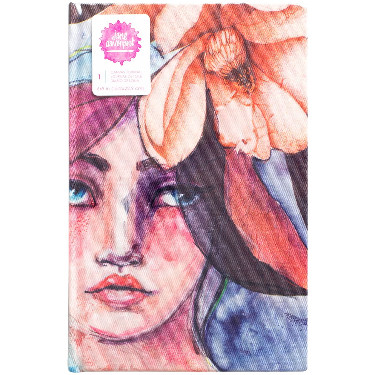 Jane Davenport Mixed Media Canvas Cover Journal 9X6-Girl Print W/96  Watercolor Paper Pages 