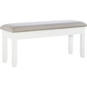 Jane Farmhouse Dining Bench with Storage, Gray and Smokey White Base with Birch Silver Fabric