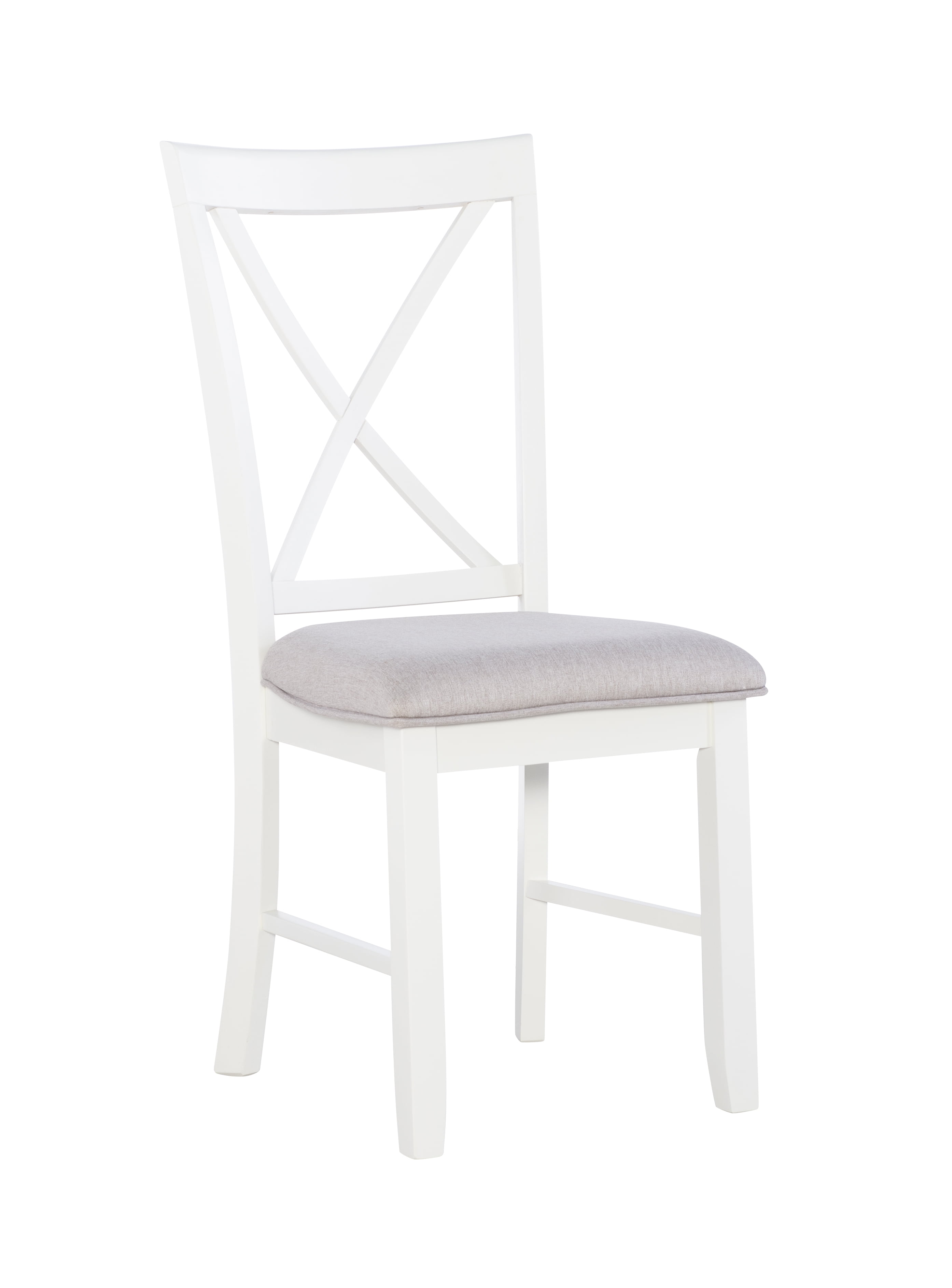 Smokey White Upholstered Linen Wood High Cross Back Side Chair