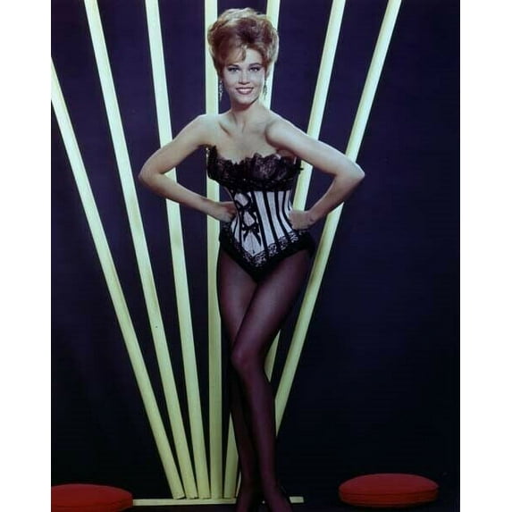 Jane Fonda in low cut corset burlesque style pin-up pose 1964 11x17 poster