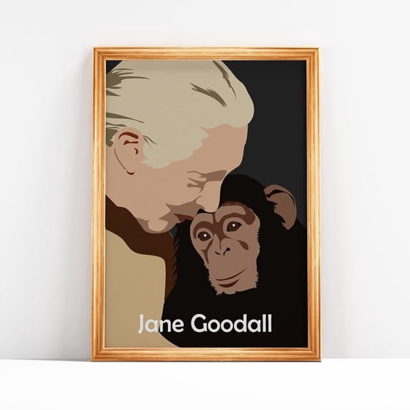Jane Goodall Science Wall Art Print, Unframed Paper Poster 8x10in