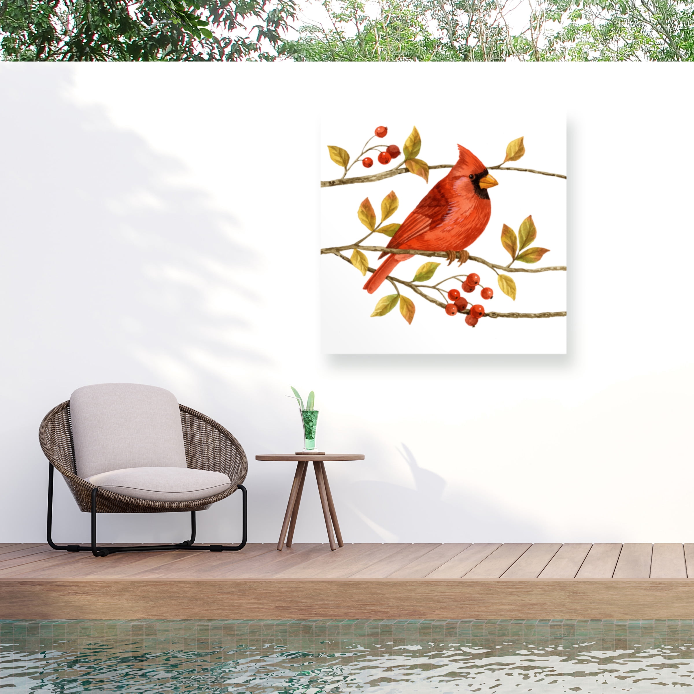 Jane Maday 'Birds And Berries III' Outdoor Canvas 35x47