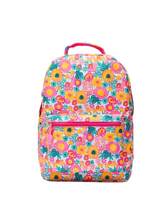 Bold Floral Canvas School Backpack