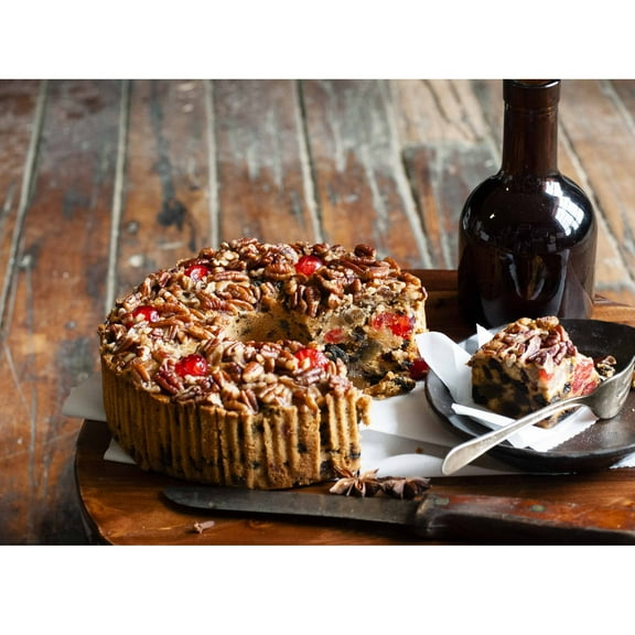 Jane Parker Fruitcake Bourbon & Rum Fruit Cake 3 Pound (48 Ounce) Ring in a Collectible Holiday Tin
