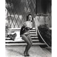 thumbnail image 1 of Jane Russell Posed in Black Velvet One Piece Sexy Suit and Black Shoes with Knees Bent and Hands Behind the rear Photo Print (8 x 10), 1 of 1